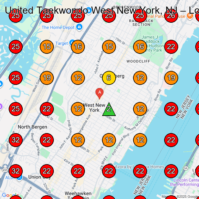 United Taekwondo West New York, NJ GeoGrid visibility map for Martial Arts School in Union City